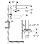 Grifo electrónico para lavabos Geberit Piave, montaje de encimera, servicio de red, para caja funcional empotrada: Cromado brillante, Mezclador=Con mezclador